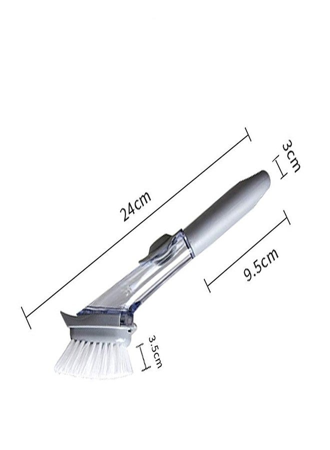 Denique Decontamination Automatic Liquid Tank Kitchen Cleaning Brush Scrubber Dish Bowl Washing Sponge with Refill Liquid Soap Dispenser Pot Cleaner Tool Long Handle Sponge with Wok Brush - Image 4